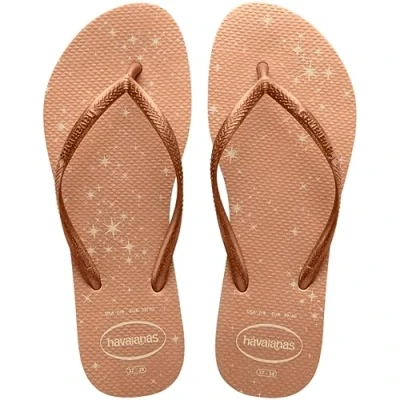 Image of Havaianas Slim Gloss Women Flip Flops Color: Beige Size: 13 UK