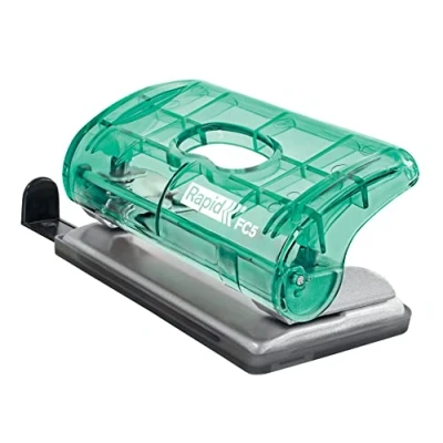 Image of Rapid F5 Colour&#039;Ice Mini 2 Hole Punch, Punches up to 10 Sheets, Adjustable Guide Bar, Compact Design, Green, 5001331