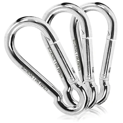 Image of com four® 3x snap hooks Steel with 350 kg load capacity for awnings, floating grill, punching bag and more Carabiners clip
