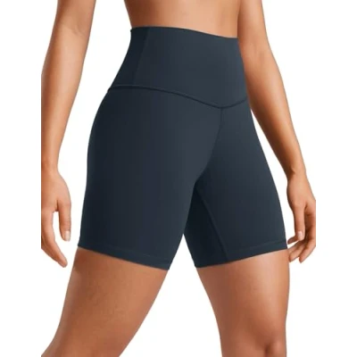 Image of CRZ Yoga Womens Butterluxe 6&#039;&#039; Shorts High Waisted Workout Gym Leggings Running Spandex Biker True Navy 12