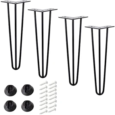 Image of Qrity [Upgrade] Lot 4 Hairpin Table Legs, 71cm DIY Metal 3 Rods, Stronger, with Screws and Floor Protectors