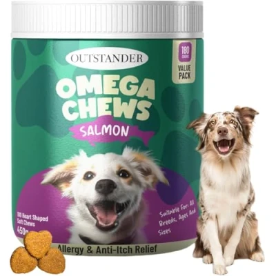 Image of OUTSTANDER Allergy and Immunity Treats for Dogs, Itchy Skin, Ears &amp; Paws Relief, Canine Anti Itch Supplement Dogs of All Ages Breeds, Supports Immune Function Seasonal Allergies, 180 Chews