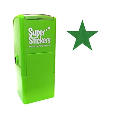 Image of SuperStickers Star Pre Inked Stamper Green,28mm
