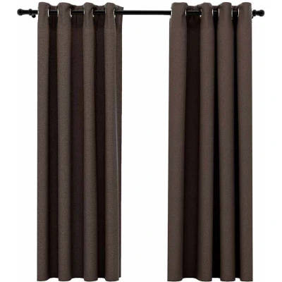 Image of vidaXL Linen Look Blackout Curtains with Grommets 2pcs Taupe 140x175cm