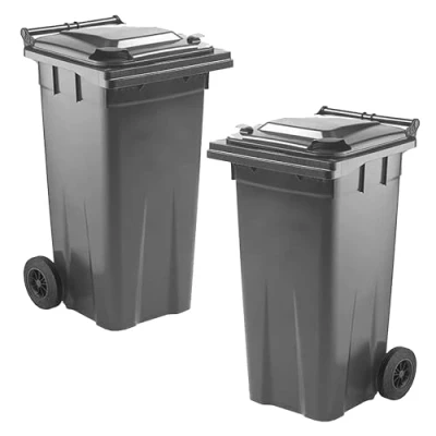 Image of STAR SUPPLIES 140 Litre Strong Compact Grey Waste Disposal Recycling Council Outdoor Wheelie Bin With Lid &amp; Wheels