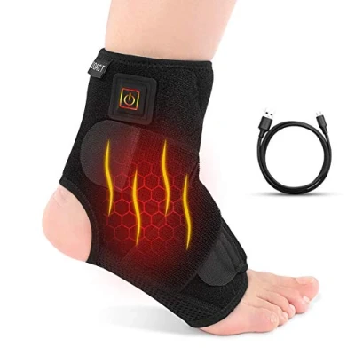 Image of ANGGREK Ankle Brace Heating Protection Black Heated Support Wraps 3 Level Controller Sprain Wrap Men Women With Usb Port Charging Cable