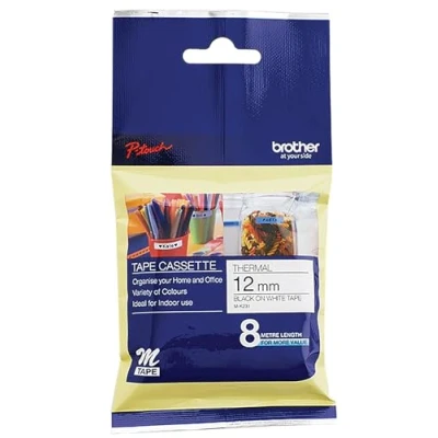 Image of Best Price Square TAPE, 12MM, 8M, WHITE/BLACK INK MK231BZ By BROTHER