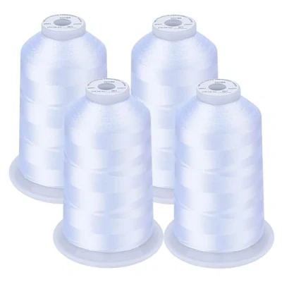 Image of Simthread Machine Embroidery Thread 5000M King Spools White Color for Brother/Babylock/Bernette/Janome/Singer/Kenmore Sewing and