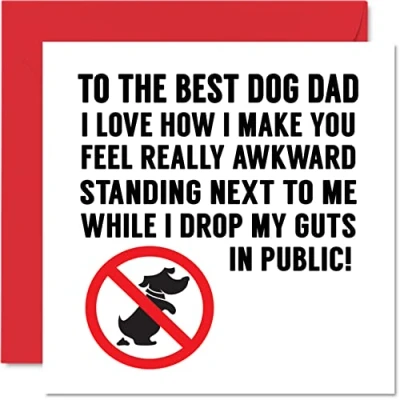 Image of Birthday Cards for Dad from the Dog Awkward Card Dad, Funny Gifts, 145mm x Joke Happy Father&#039;s Day Greeting Gift Daddy Papa
