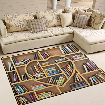 Image of Use7 Educational Bookshelf Area Rug Rugs for Living Room Bedroom 160cm x 122cm(5.3 4 feet)