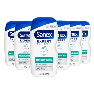 Image of Sanex Body Wash, Expert Skin Health, Moisturising Shower Gel, Dermatologist Tested Hydrating for All Types, 450ml (Pack of 6)