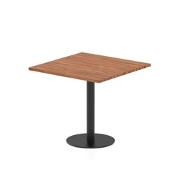 Image of Italia 800mm Poseur Square Table Walnut Top 720mm High Black Leg