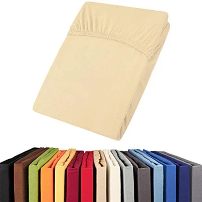 Image of Viana aqua textile fitted cotton sheet, Cotton, Green, 90x200 bis 100x200 cm