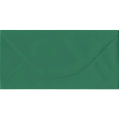 Image of Brooklands Green Gummed DL Dark Envelopes. 120gsm Paper. 110mm x 220mm. Banker Style Envelope. Pack of 50.