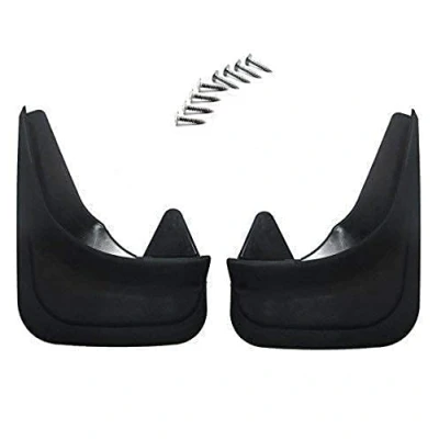 Image of 2 Universal Fit Black Front or Rear Car Mudflaps Complete With Mounting Screws Moulded, Contoured, Easy Mud Flaps/Guards