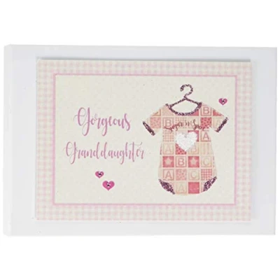 Image of White Cotton Cards Gorgeous Granddaughter Photo Album Pink Vest (PV17T)
