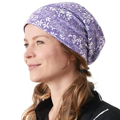 Image of CHARM Mens Slouchy Organic Beanie Cotton Baggy Oversized Hat Womens Chemo Cap Hipster 11 Purple