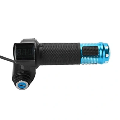 Image of Bike Throttle Grip LCD Screen Twist Accelerator Handle Grips with Cable and Key Knock for Electric Bicycle Scooter(Blue)
