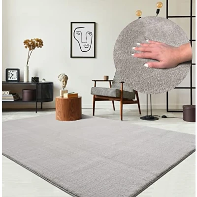 Image of the carpet Relax Modern Fluffy Short Pile Rug, Non Slip Underside, Washable up to 30 Degrees, Super Soft, Fur Look, Sand, 240 x 340 cm