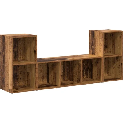 Image of vidaXL TV Cabinet Set 3 pcs Brown 107 x 35 37 cm Engineered wood