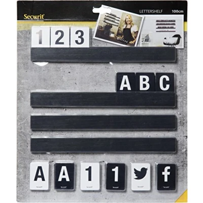 Image of Securit Letter Shelf,Including Letters &amp; numbers 1m Black, Wood 20 x 33.5 30 cm