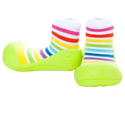 Image of Attipas Rainbow Green Size S Barefoot Kids Shoes Fun Stylish Non Slip Prewalkers