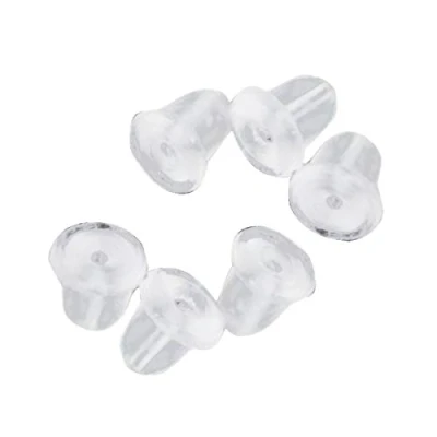 Image of SODIAL 100pcs Translucent Rubber Earring Stopper Backs White 4mmx6mm