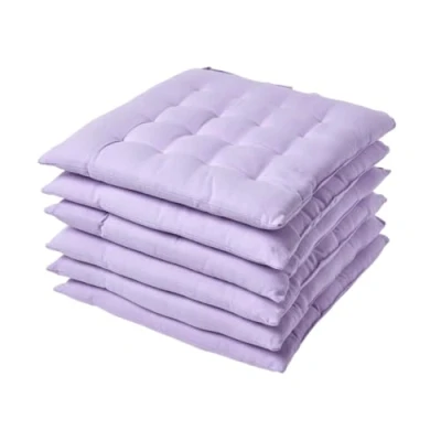 Image of HOMESCAPES Mauve Seat Pads for Dining Chair, Set of 6 100% Cotton Chair with Straps, 40x40 cm