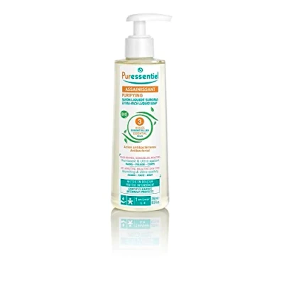 Image of Puressentiel Purifying Extra Rich Liquid Soap 250ml Antibacterial Face, Hands &amp; Body Suitable for dry, sensitive skin Cleanses Protects Vegan 3 organic essential oils