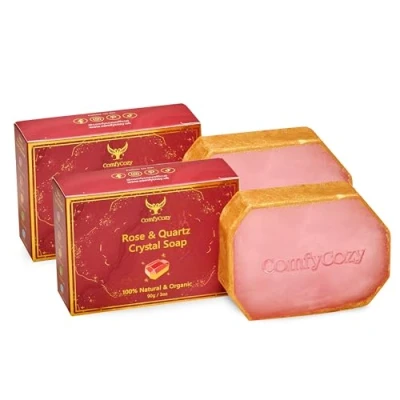 Image of ComfyCozy Crystal Soap Natural Hand &amp; Body Wash Luxury Beauty Pamper Gift, Rose, 2 Pack
