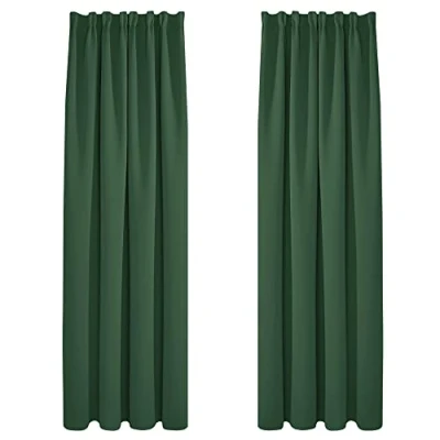 Image of Deconovo Blackout Curtains Pencil Pleat and Rod Pocket for Living Room W55xL95 Inch Dark Forest