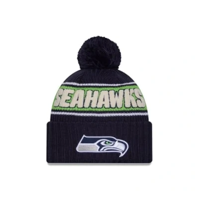 Image of New Era Seattle Seahawks NFL 2024 Sideline Sport Knit Blue Bobble Hat