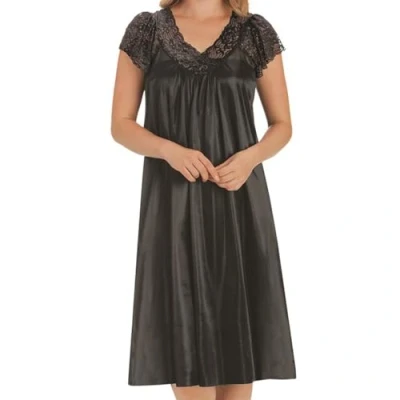 Image of Easylife Satin Nightdress For Women L (UK 14 16) Dress Bed. Lace Trim Nighty Women. Slip Sleep. Machine Washable Babydoll Night Dress. Nightwear Fully