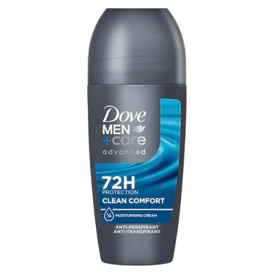 Image of Dove Advanced Clean Comfort Antiperspirant deodorant Roll On for men wth Triple Action Technology 72h sweat &amp; odour protection 50 ml