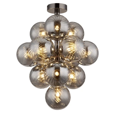 Image of Conor Globe Ceiling Light Gunmetal Balls Smoke Glass Shade 13x G9