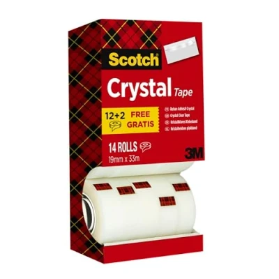 Image of Scotch Crystal Clear Tape, Value Pack, 19 mm x 33 m, 14 Rolls/Pack