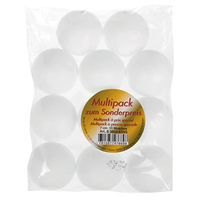Image of GLOREX Polystyrene Balls, White, Diameter Approx. 7 cm, Bulk Pack of 11 Baubles, for Versatile Crafting and Decorating