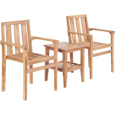 Image of vidaXL 3 Piece Bistro Set Solid Teak