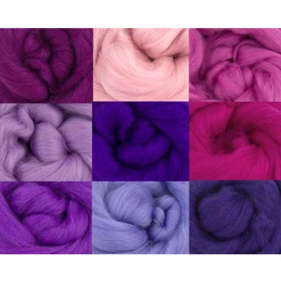 Image of Molten Designs Merino Wool Tops PINK/PURPLE TONES Pack of 9