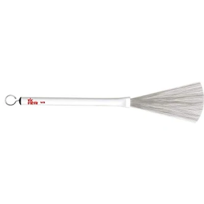 Image of Vic FIrth Jazz Drum Brushes Retractable Heavy Gauge Wire White Plastic Handle
