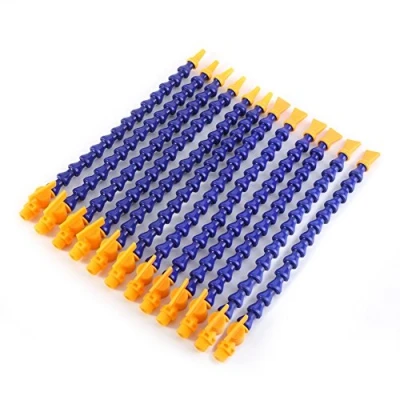 Image of Pack of 12 Plastic Flexible Water Oil Coolant Pipe Hoses 1/4PT Adjustable with Round Nozzle 6 Pieces and Flat for Lathe Milling