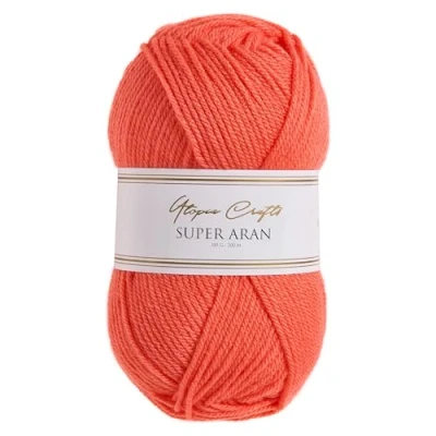 Image of Utopia Crafts Super Aran Knitting and Crochet Yarn 100g (Vibrant Peach)