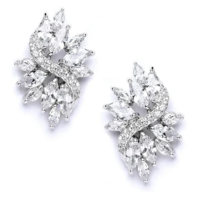 Image of Crystalline Azuria Women 18ct White Gold Plated Crystal Wedding Stud Earrings
