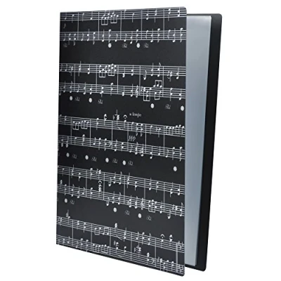 Image of A4 Size Music Sheet File Folder Documents Holder Storage 40 Pockets (Music Black)