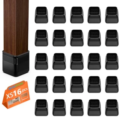 Image of Square Chair Leg Floor Protectors, Protectors for Hardwood Floors, Silicon Protection Covers, Rectangle Chairs, No Scratches and Noise