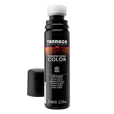 Image of Tarrago Nubuck Suede Colour Renovator Renews Color of &amp; Footwear Contains Synthetic Polymer and Vegetal Oil Self Applicator Bottle with Sponge, 75 ml / 2.54fl.oz