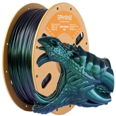 Image of ERYONE Glitter PLA Filament for 3D Printer, Printing 1.75mm +/ 0.03mm, 1kg (2.2LBS)/Spool, Burnt Titanium Green