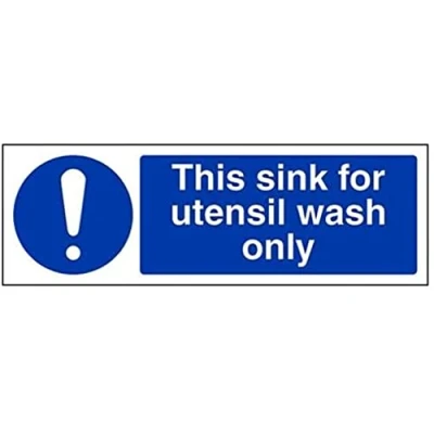 Image of V Safety This Sink For Utensil Wash Only Sign 300mm x 100mm Self Adhesive Vinyl