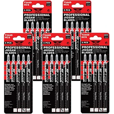 Image of 25 x TopsTools JSTT344D_5 T344D 152mm Long Clean and Fast Cuts Jigsaw Blades Compatible with Bosch, Dewalt, Makita, Milwaukee Many More