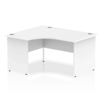 Image of Impulse 1400mm Left Crescent Desk White Top Panel End Leg